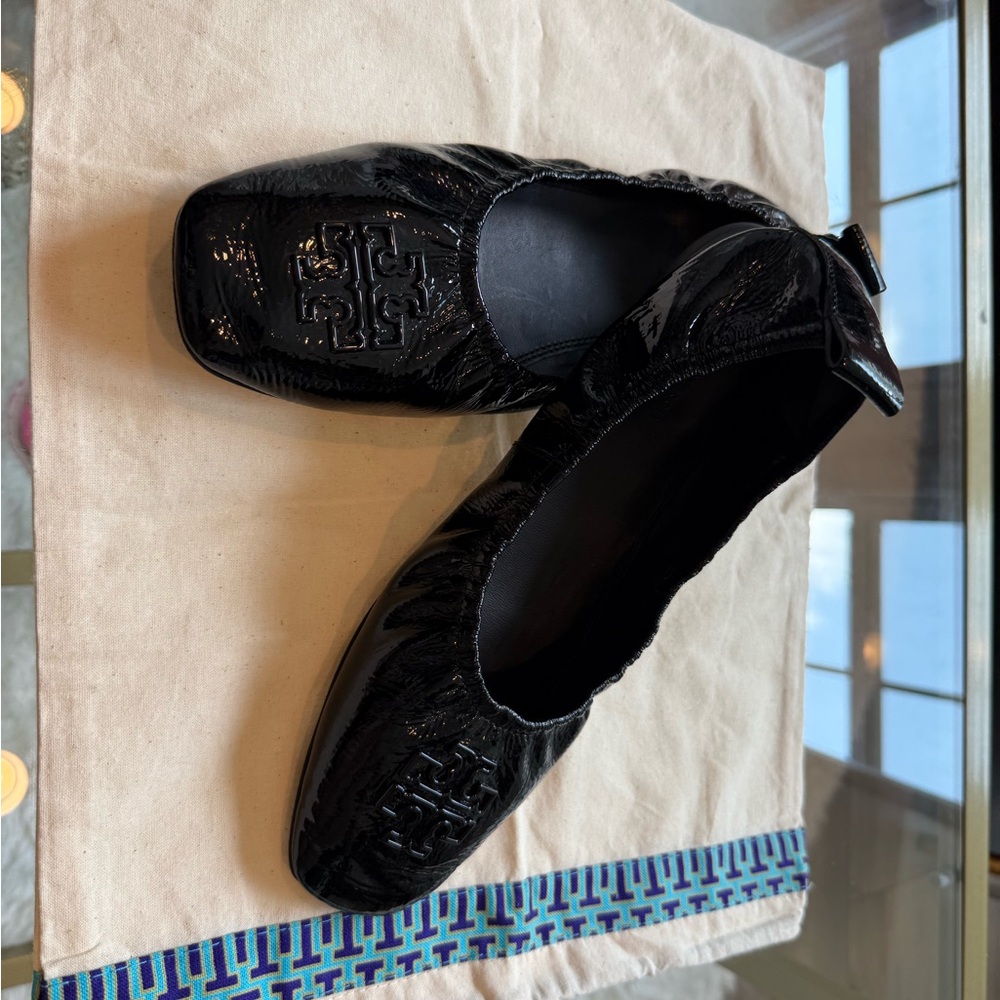 Used Tory Burch Black Patent Leather Ballet Flats